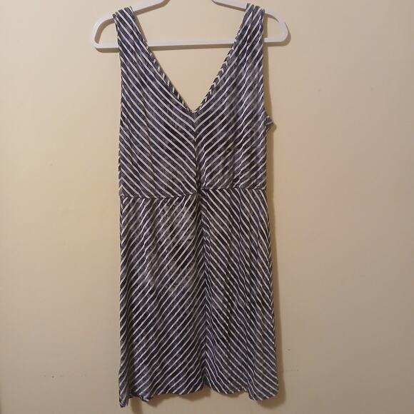 ALYX Limited Women's A-Line Dress Sleeveless V-Neck Striped Blue White Size XL36 - Picture 4 of 4